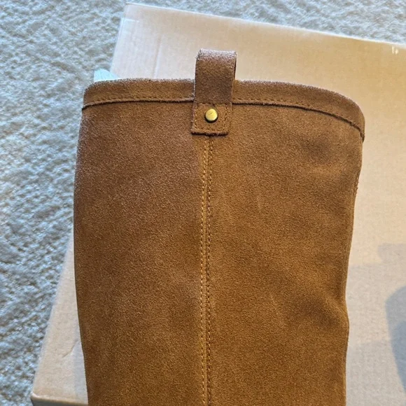 UGG Ava Tall Water Resistant Suede Heeled Boots — Chestnut - Picture 8 of 10